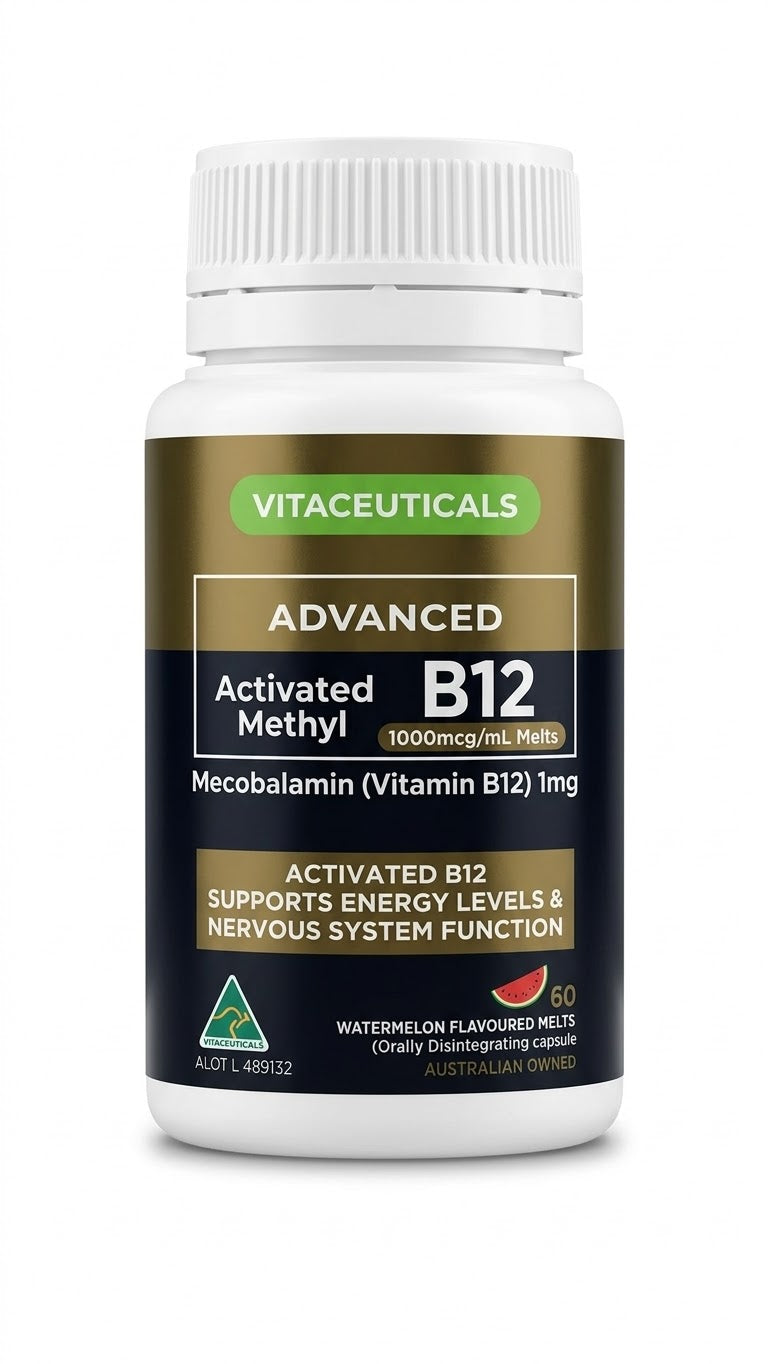 Vitaceuticals Advanced Activated Methyl B12 (1000mcg) – Watermelon Flavoured Melts (60 Count)