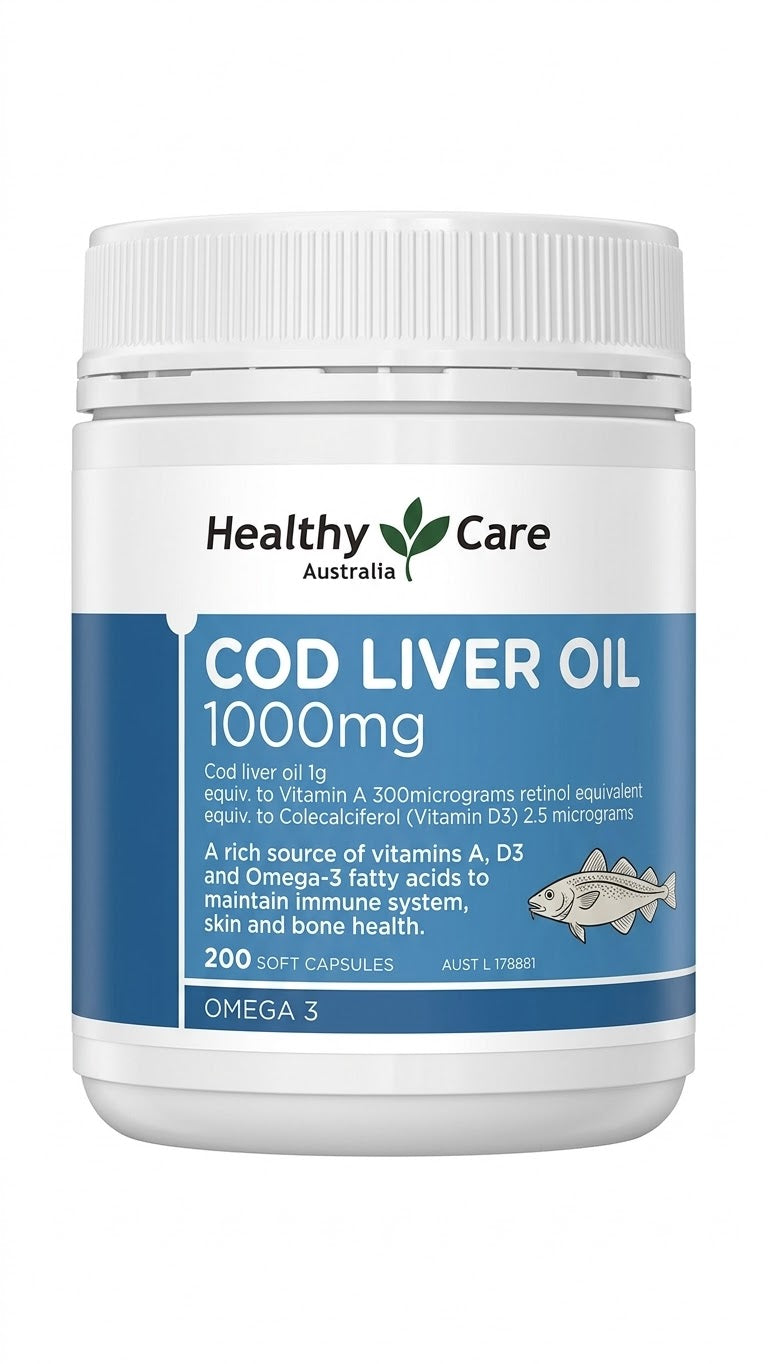 Healthy Care Cod Liver Oil 1000mg (200 Soft Capsules)